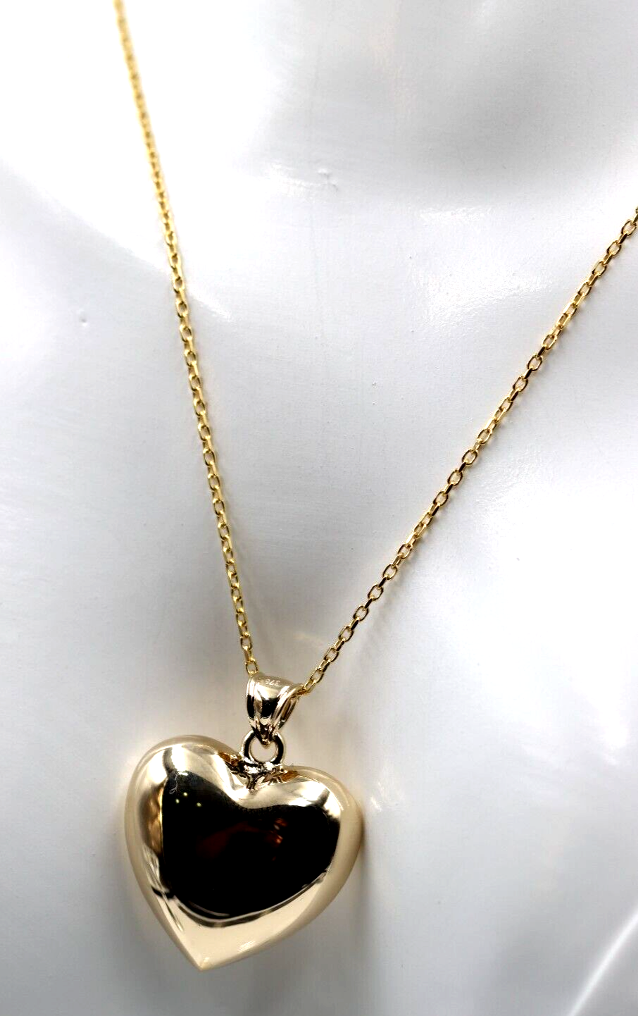 9ct 9kt Medium Bubble Yellow Gold Heart Pendant + 45cm Necklace Chain