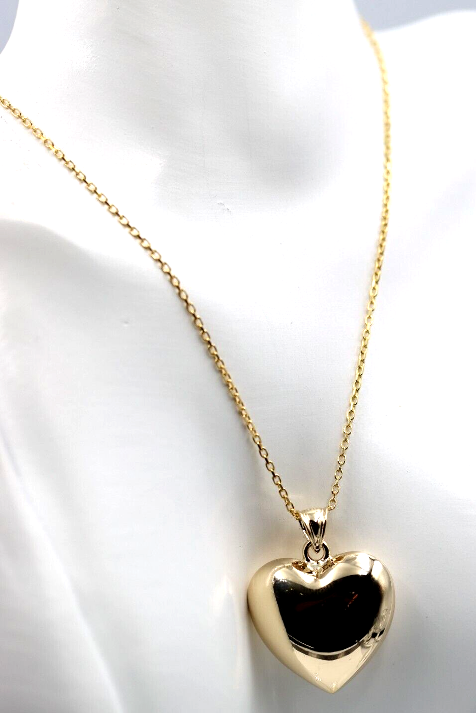 9ct 9kt Medium Bubble Yellow Gold Heart Pendant + 45cm Necklace Chain