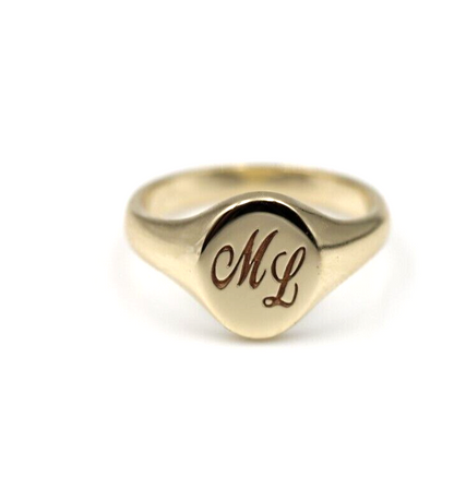 Genuine Solid 9ct 9K 375 Yellow Gold Oval Signet Ring 9mm x 7mm + Engraving of 2 initials - Choose your size