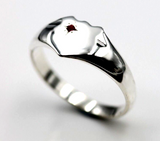 Kaedesigns New Size S to Z Large Sterling Silver Shield Red Ruby Signet Ring
