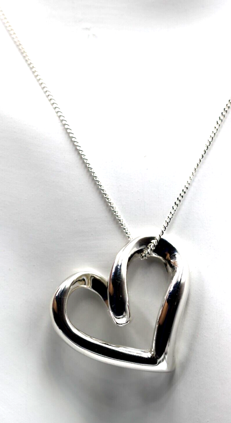 Kaedesigns Genuine Full Solid Genuine Sterling Silver Heart Pendant & Necklace