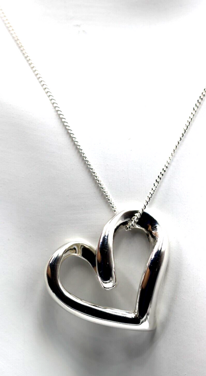 Kaedesigns Genuine Full Solid Genuine Sterling Silver Heart Pendant & Necklace