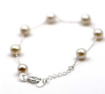 Sterling Silver 925 Freshwater Cultured Pearl Bracelet 18cm + 2cm Extender