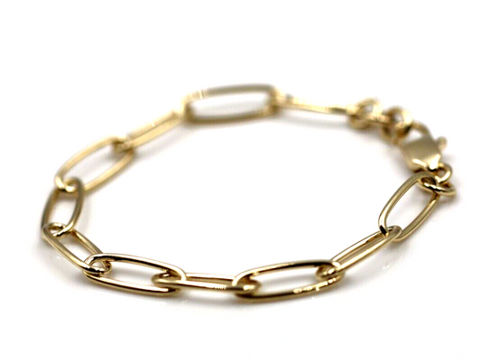 Genuine Handmade 17cm Solid 9ct Yellow, Rose or White Gold Paper Clip Paperclip Bracelet