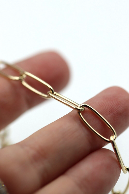 Genuine Handmade 17cm Solid 9ct Yellow, Rose or White Gold Paper Clip Paperclip Bracelet