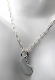 Genuine Sterling Silver Paperclip Links 55cm Necklace + Heart Pendant -Free Post