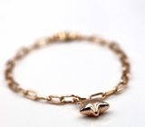 Genuine Handmade 18.5cm 9ct Yellow, Rose or White Gold Paper Clip Paperclip Bracelet + Star Charm