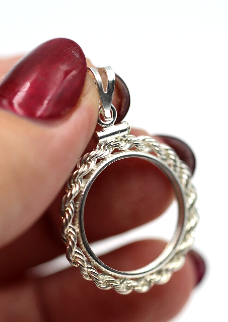 Sterling Silver 925 Solid Double Rope Edge Coin Frame – Kaedesigns ...