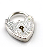 Genuine 15mm Sterling Silver Engraved Heart Padlock Locket