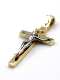 Genuine 18ct 750 Yellow & White Gold Full Solid Heavy Crucifix Cross Pendant