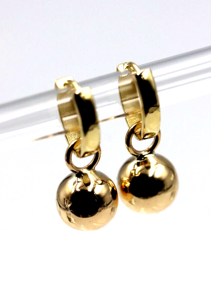 Kaedesigns Genuine 9ct Yellow Gold Hoop 10mm Ball Huggies Earrings