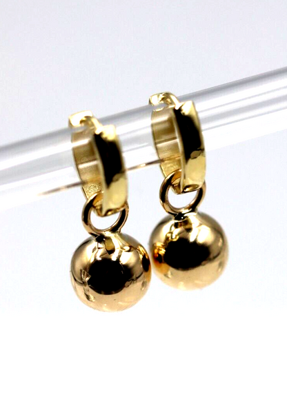 Kaedesigns Genuine 9ct Yellow Gold Hoop 10mm Ball Huggies Earrings