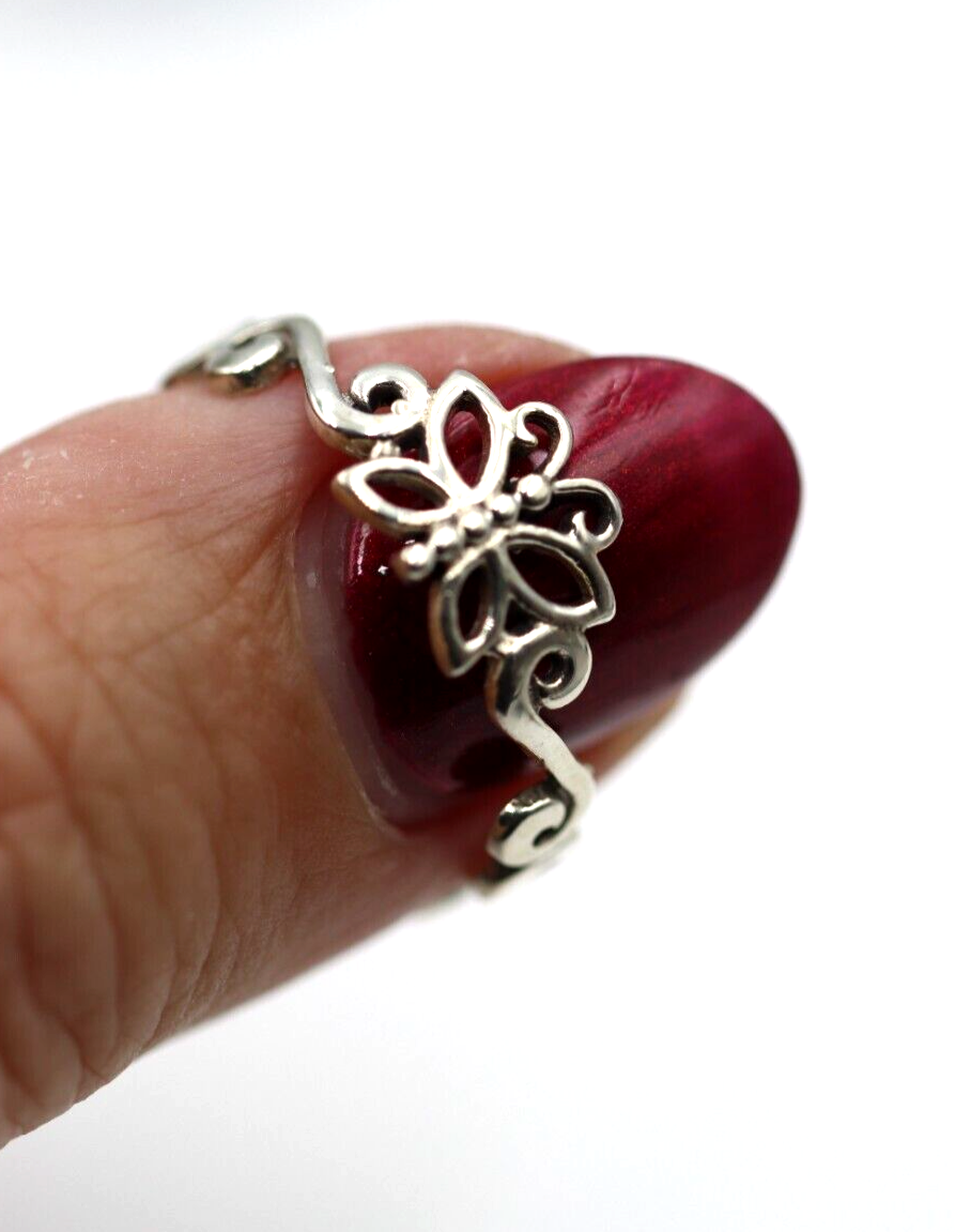 Genuine Sterling Silver 925 Swirl Butterfly Ring