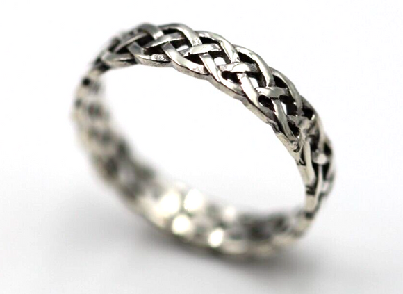 Size R Genuine Sterling Silver 925 Delicate Celtic Weave Ring