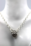 Sterling Silver Belcher Link Chain Necklace + Filigree Heart Pendant -Free Post