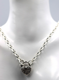 Sterling Silver Belcher Link Chain Necklace + Filigree Heart Pendant -Free Post