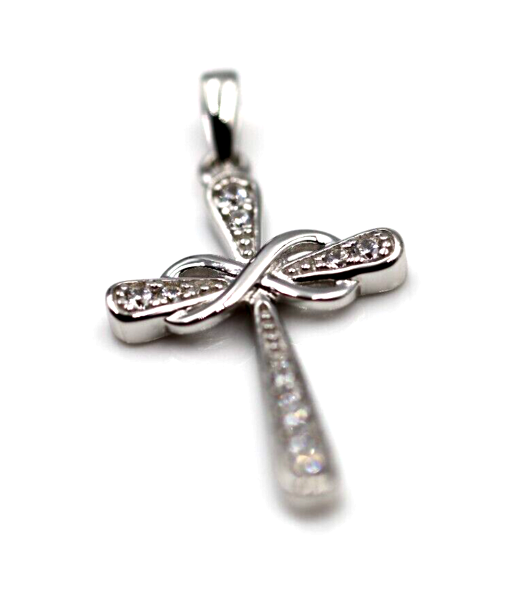 Genuine Sterling Silver 925 Cross Paved CZ Infinity Love Pendant