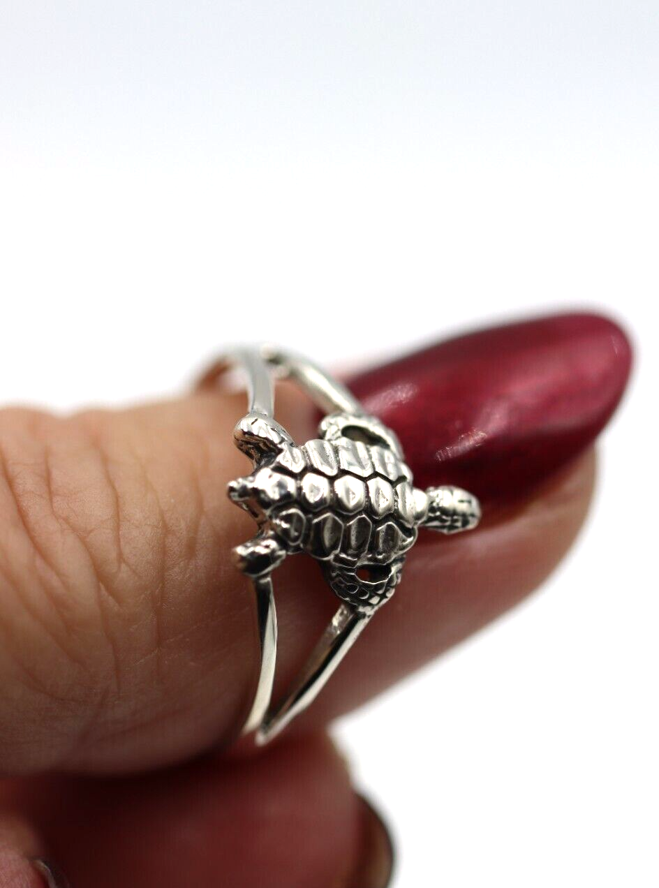 Size T Genuine Sterling Silver 925 Solid Turtle Ring