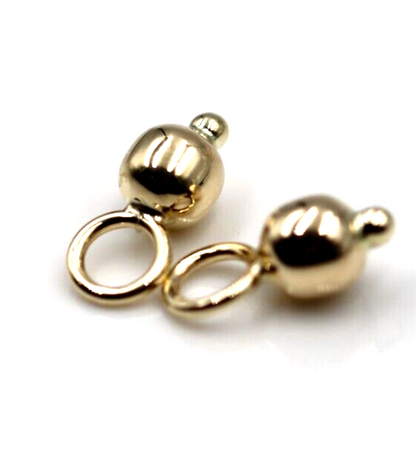 Genuine 9ct Yellow, Rose or White Gold 6mm Ball Plain Balls For Charm Earrings -4mm jump ring