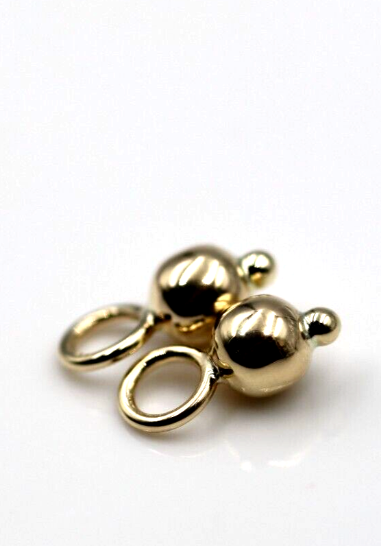 Genuine 9ct Yellow, Rose or White Gold 6mm Ball Plain Balls For Charm Earrings -4mm jump ring