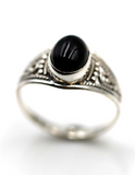 Size Q Genuine Sterling Silver Oval Filigree Black Onyx Ring