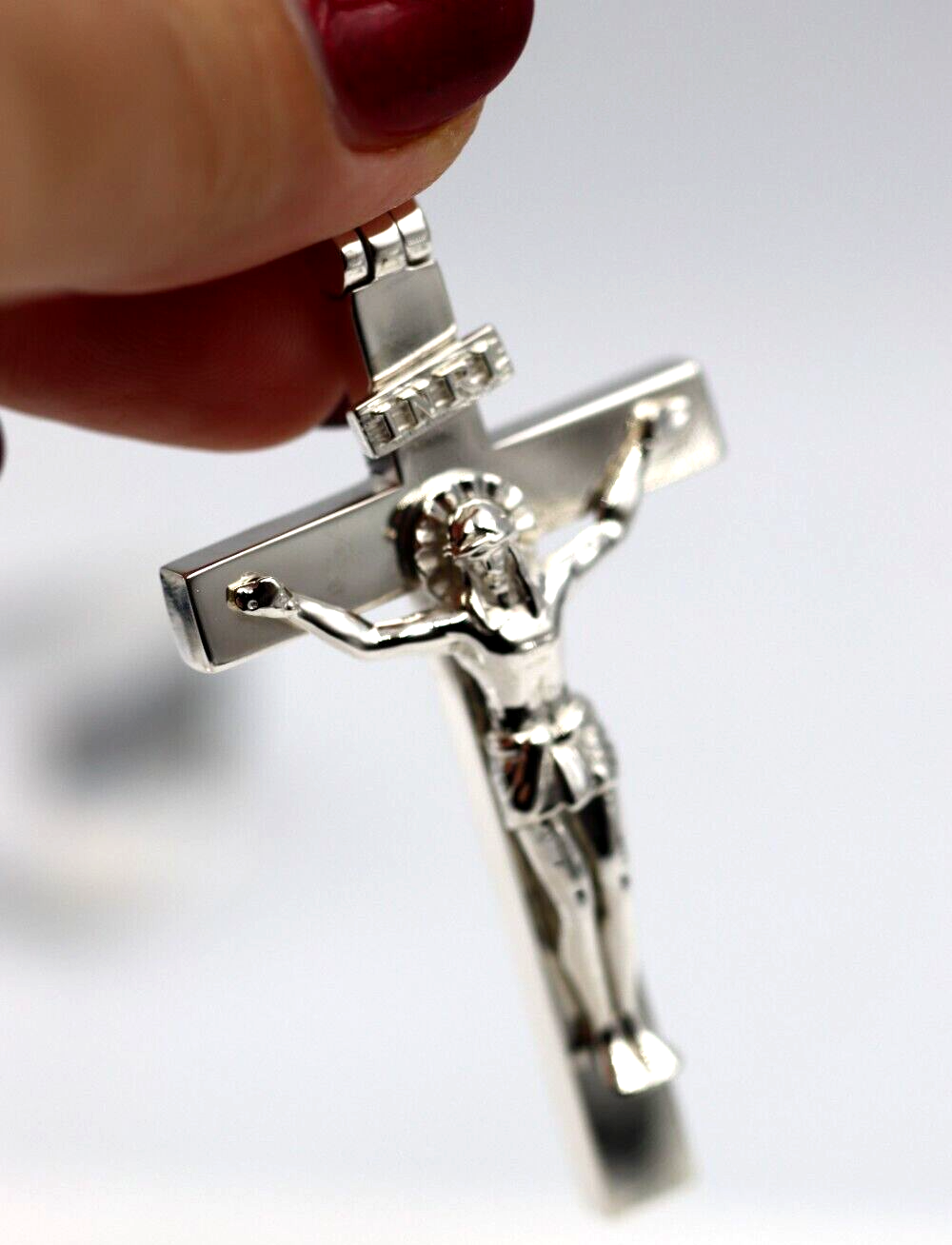 Genuine Very Large Heavy Sterling Silver Crucifix Cross Pendant