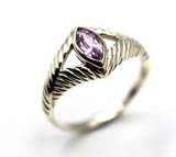 Size S Sterling Silver 925 Marquise Cut Amethyst Dress Ring - Free post