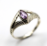 Size S Sterling Silver 925 Marquise Cut Amethyst Dress Ring - Free post