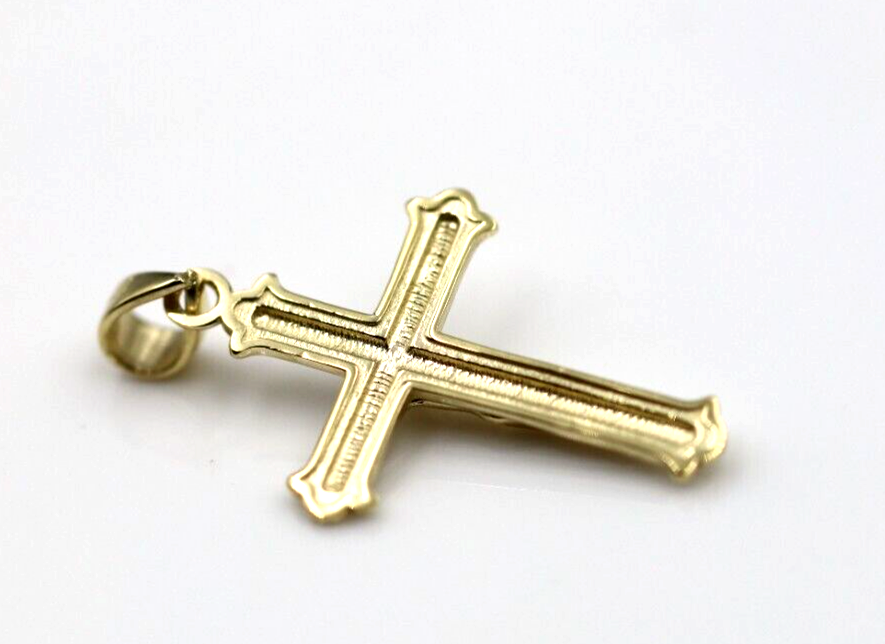 Genuine 9ct 9k 375 9ct Two Tone Yellow/ White Gold Crucifix Pendant