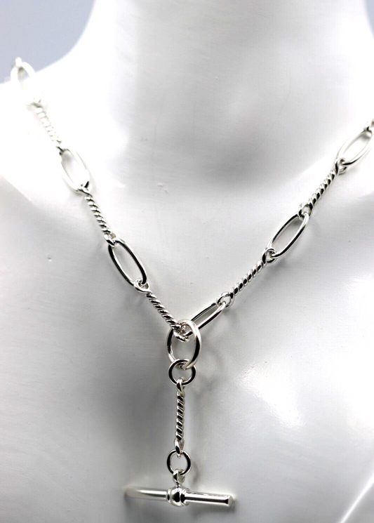 Sterling Silver 925 Oval Paperclip Links FOB Chain Necklace- Free Express Post