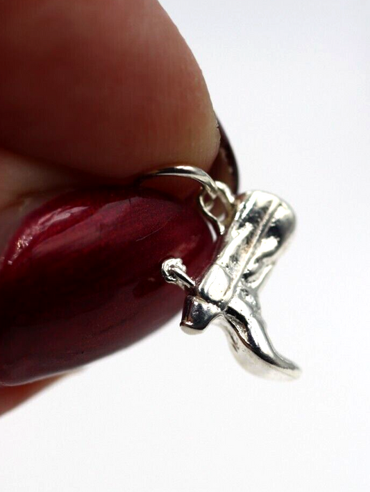 Genuine Sterling Silver 925 Cowboy Boot Charm Pendant