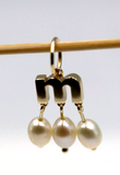 Kaedesigns Genuine 9ct 9kt Yellow, Rose or White Gold Initial Pendant / Charm M + 3 x Pearls