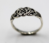 Size L Genuine Sterling Silver 925 Heart Celtic Weave Ring -Free Express Post