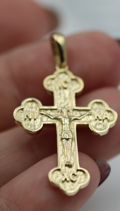 Genuine Solid 9ct 9K Yellow, Rose or White Gold Byzantine Cross Pendant