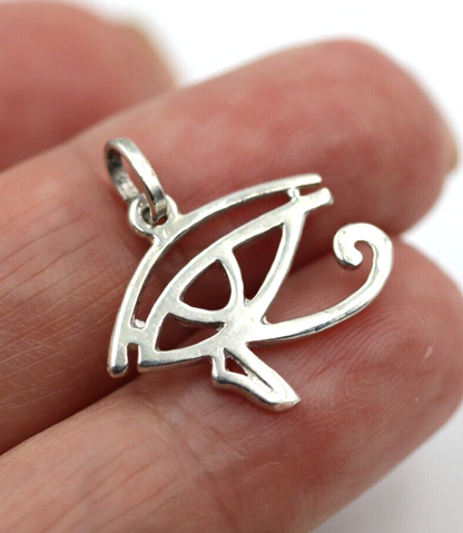 Genuine Sterling Silver 925 or 9ct 9k 375 Yellow Gold 18mm Round 'Eye of Horus' Pendant