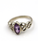 Size N Sterling Silver 925 Marquee Amethyst Celtic Weave Ring