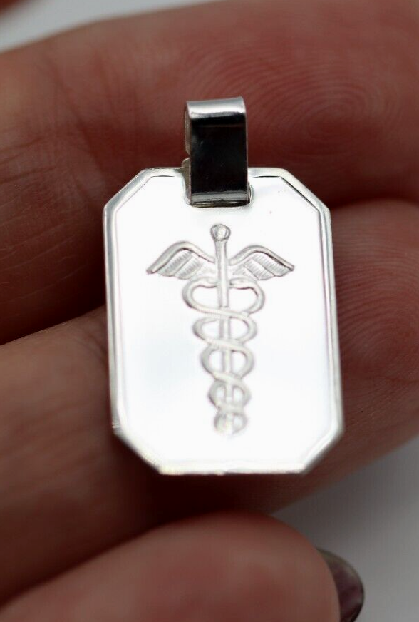 Genuine Fine Silver 999 Medical Alert Pendant 19mm X 13mm