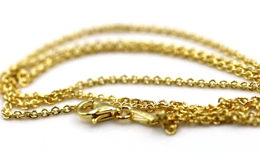 Sterling Silver Yellow Gold Triple Plated 45cm, 50cm, 55cm or 60cm Cable Chain Necklace