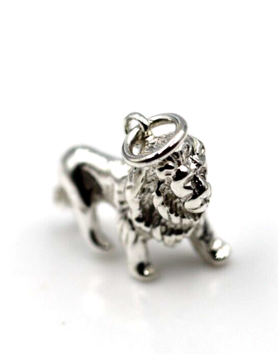 Genuine Solid Sterling Silver 925 Lion 3D Pendant Or Charm