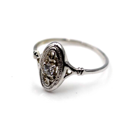 Kaedesigns New Genuine 9ct 9k Yellow, Rose or White Gold Delicate White Sapphire Filigree Ring