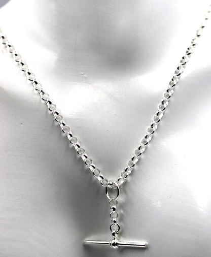 Sterling Silver 925 45cm Antique Belcher Link FOB Chain Necklace 11g-Free post