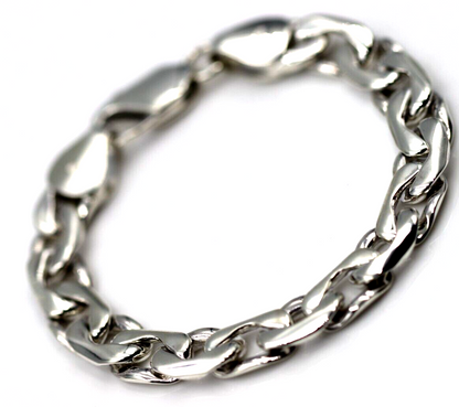 Handmade 19cm Sterling Silver 925 Heavy Hamer Curb Fancy Bracelet 38g-Free Post