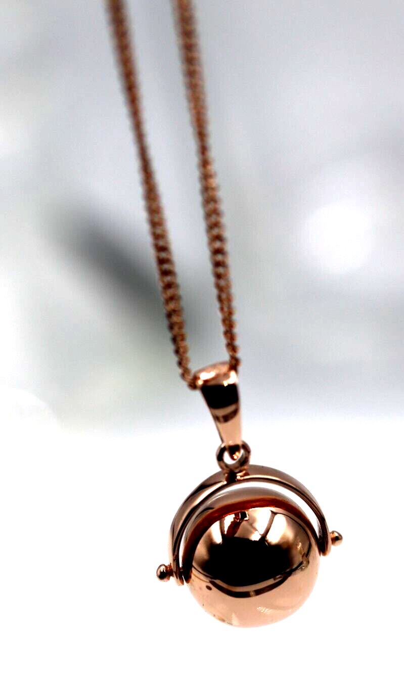 Genuine 9ct 9k Rose Gold 60cm Kerb Necklace Chain + Spinner Pendant