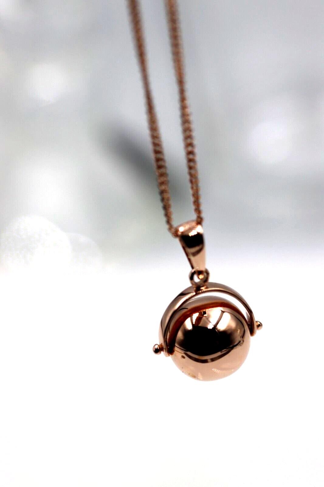 Genuine 9ct 9k Rose Gold 60cm Kerb Necklace Chain + Spinner Pendant