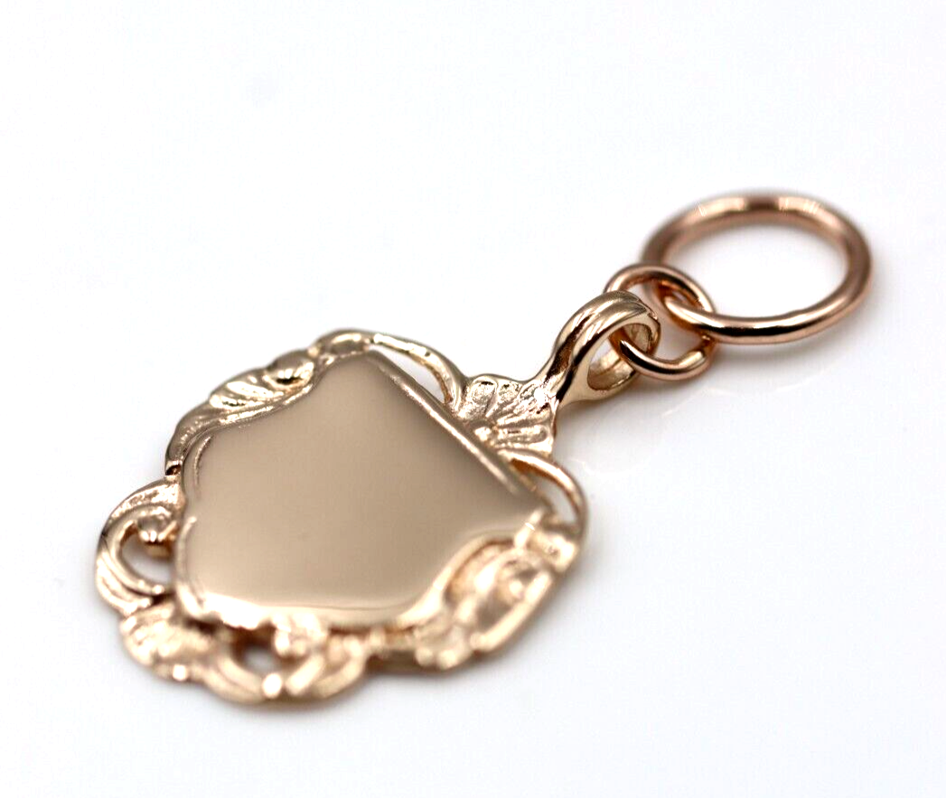 Genuine Solid 9K 9ct Yellow, Rose and White Gold Shield FOB Pendant