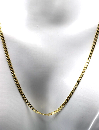 Genuine 9ct Yellow Gold Flat Diamond Cut Figaro Chain Necklace 5.6g 60cm 2.5mm