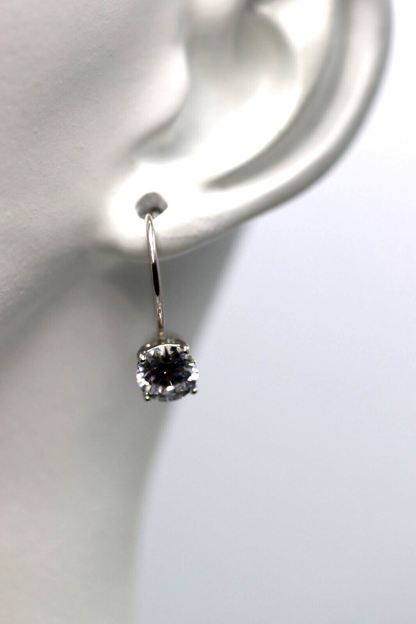 Sterling Silver 925 6mm Round CZ Closed Ear Wires Earrings