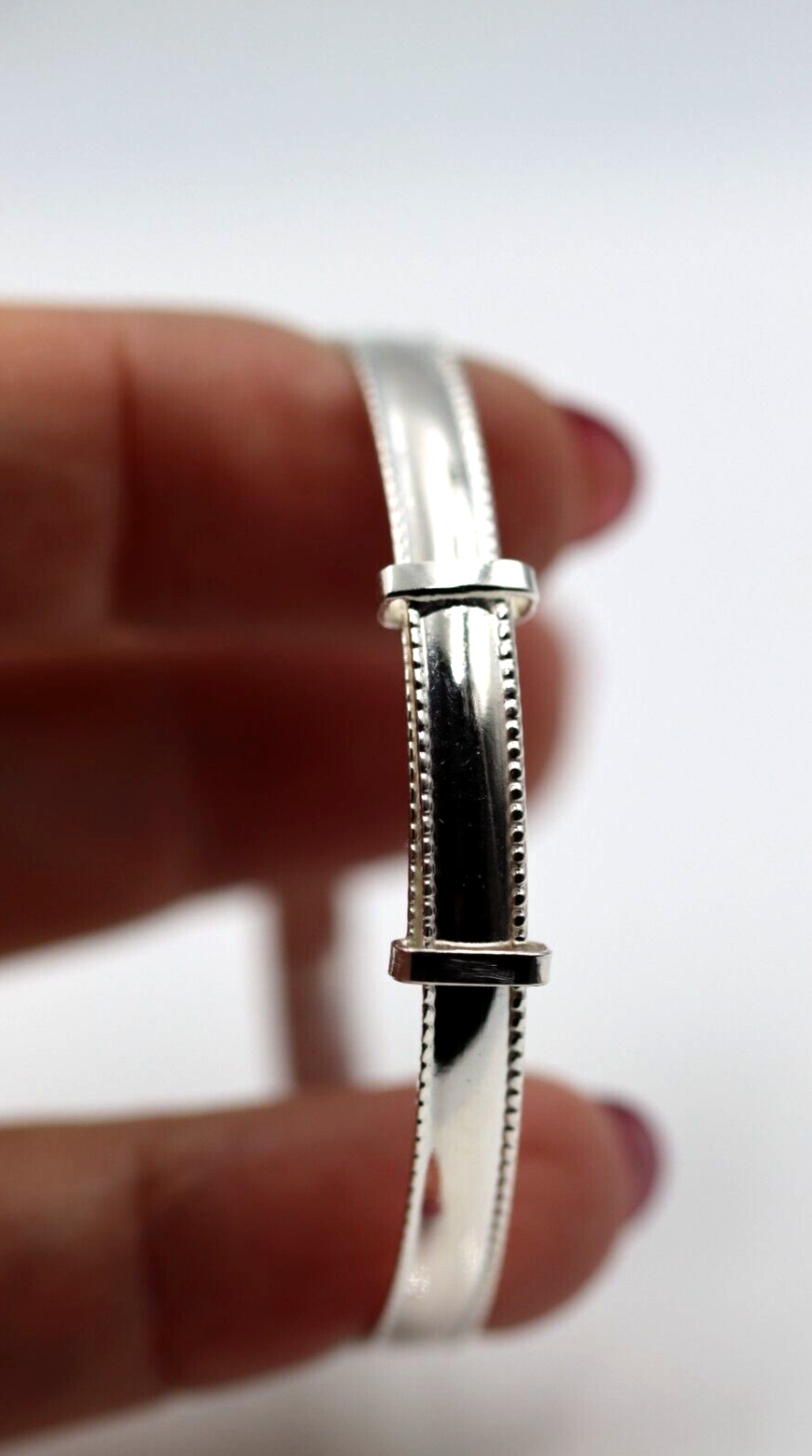 Sterling Silver 5mm Childs Rope Edge Plain Expanding Bangle