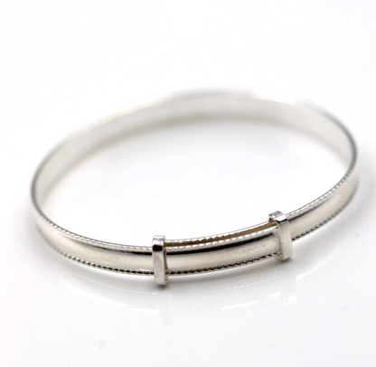 Sterling Silver 5mm Childs Rope Edge Plain Expanding Bangle