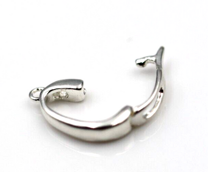 Sterling Silver 925 Pearl Enhancer Bail Clasp Large 13mm x 7mm